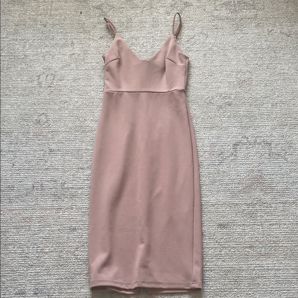 Lulu's Blush Midi Dress with Spaghetti Straps